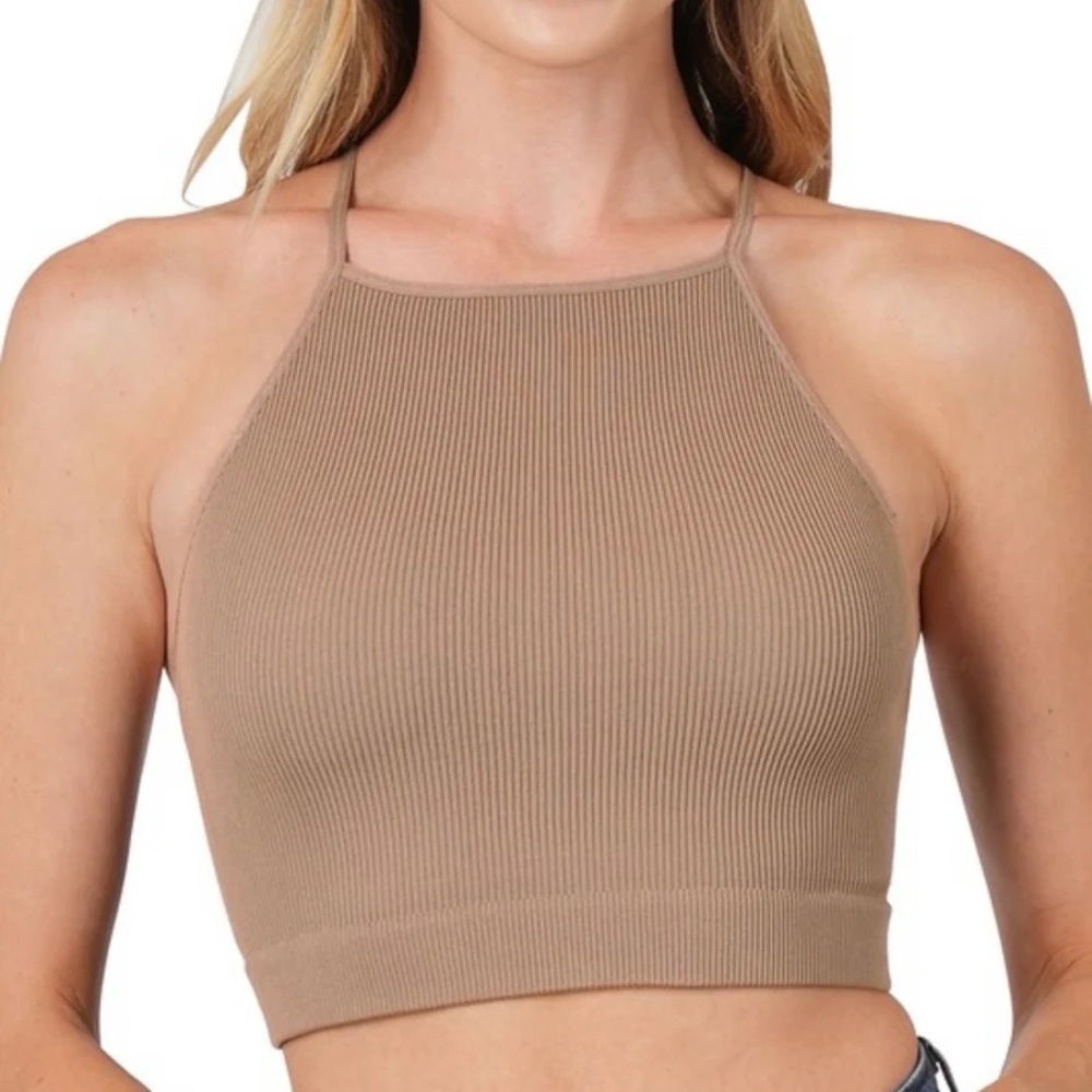 EARTHBOUND Tan Ribbed Crop Top